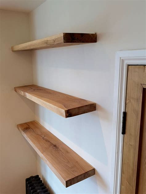 oak wall shelf hidden bracket